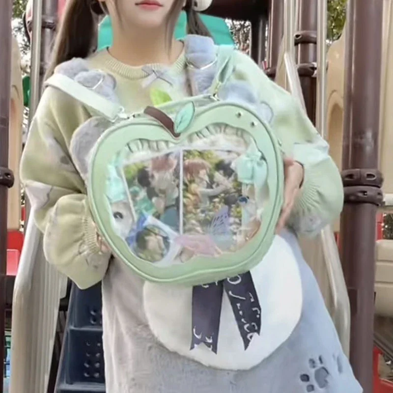 

Cute Apple Design Crossbody Bag & Backpack Ulzzang Preppy Sweet Aesthetic Handbag for Girls Harajuku Style Ita Bag