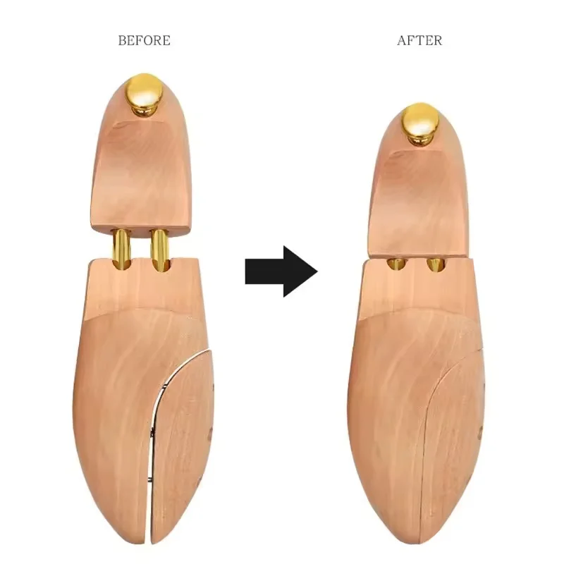 1 Pair Twin Tube Red Cedar Wood Shoe Tree Adjustable Anti-Wrinkle Shoe Shaper Stretcher For Men Women novidades 2026 produtos