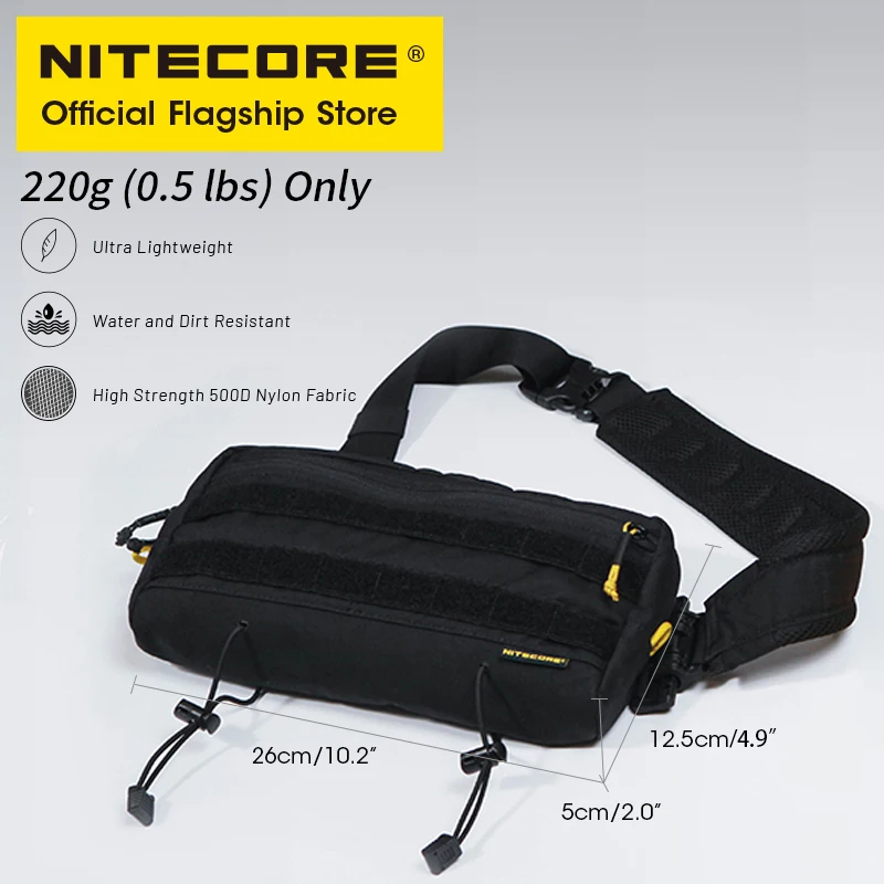 NITECORE SLB03 Commuter Sling Bag 500D Nylon Casual MultiPurpose Tactical Function Crossbody Bag Molle System Waist Bags Men