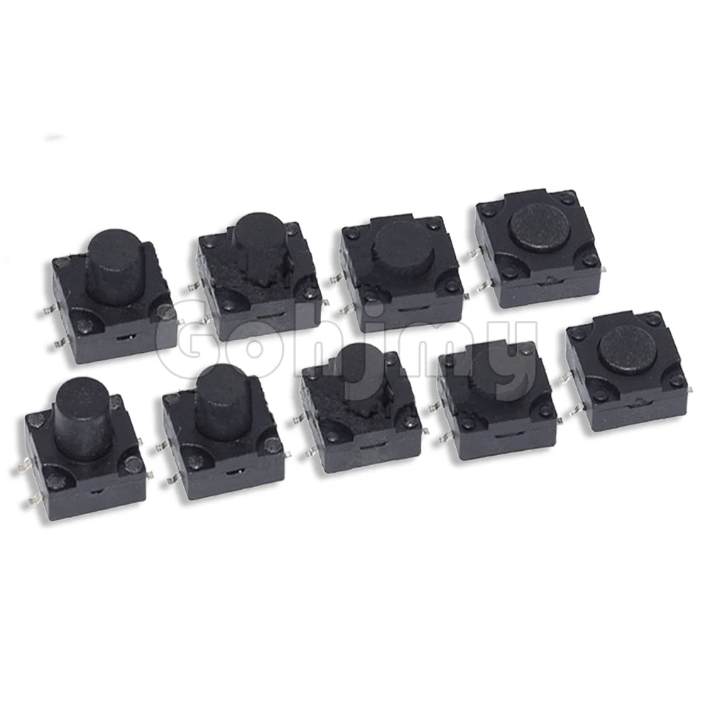 10PCS PCB Tactile Tact Mini Push Button Switch 12x12x6 7 8 8.5 9mm SMD 4pin Micro switch 12*12*6/7/8/8.5/7.5/9/10/11/12/10.5 MM