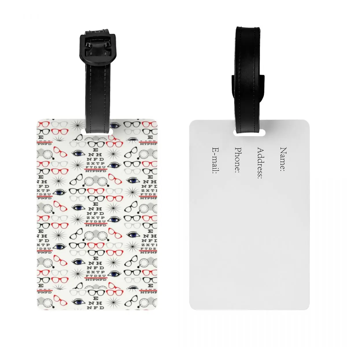 Funny Optician Optometrist Luggage Tags for Suitcases Cute Eye Test Chart Baggage Tags Privacy Cover Name ID Card