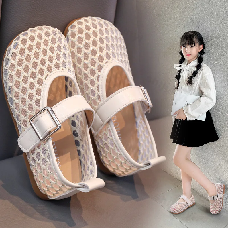 

Children Ballet Flats Mesh Mary Jane Shoe Kid Girl Hollow Out Breathable Kids Princess Shoes Fashion Soft Soled Causal Shoes