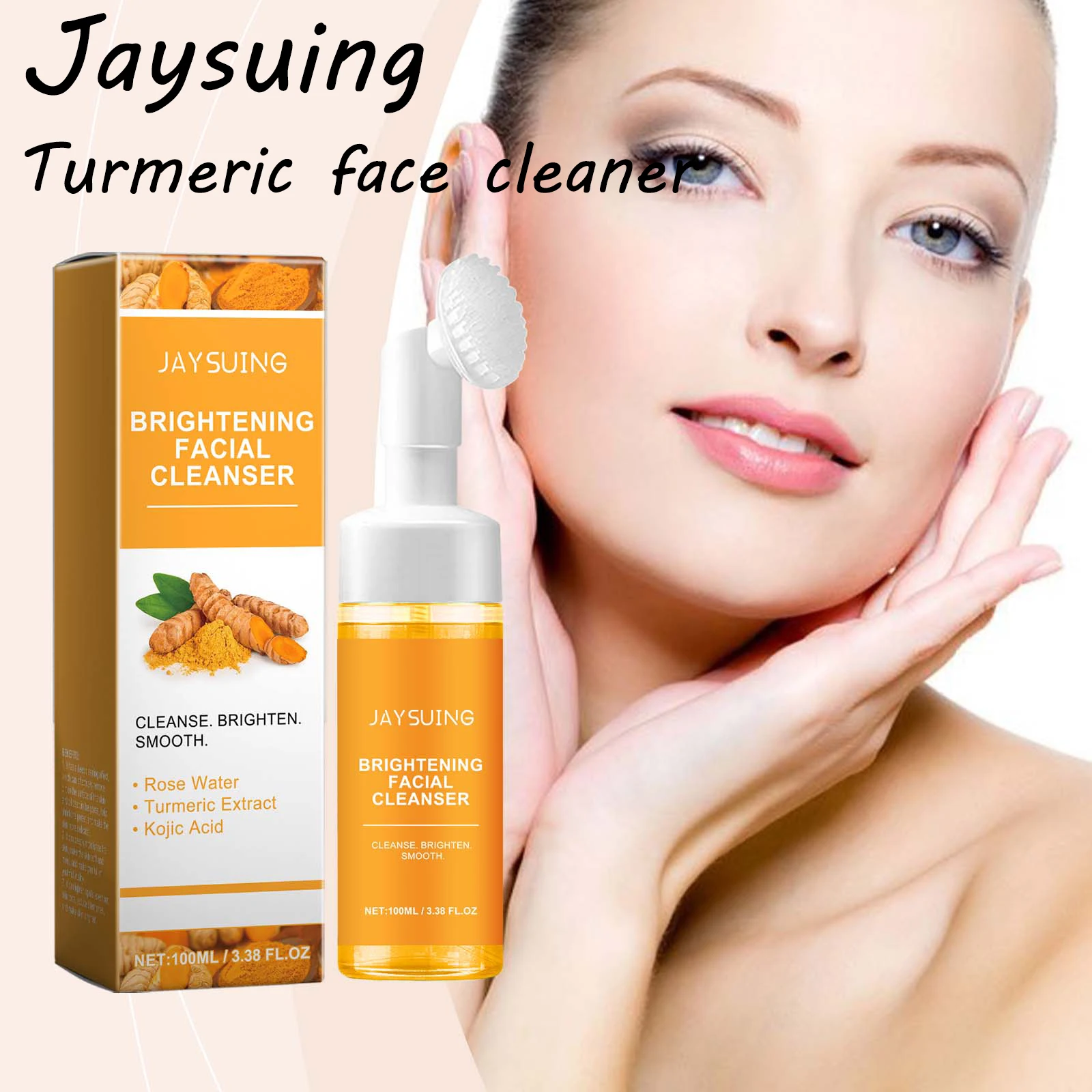 

Jaysuing Turmeric Face Cleaner Remove Pore Dirts Oil Control Brightening Skin Tone No Tight Moisturizing Face Cleaner With Brush