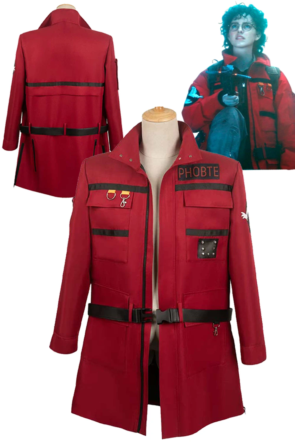 Phoebe Cosplay Coat Costume Movie Ghost Cosplay Busters Empire Roleplay Red Jacket Belt Unisex Women Men Halloween Suits