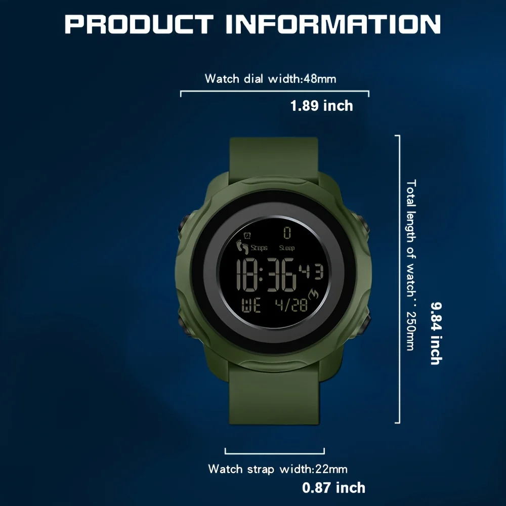 Men's Watch Comfortable Silicone Strap Multi Function Sport Watch Step Counter Calorie Counter Date Luminous Display