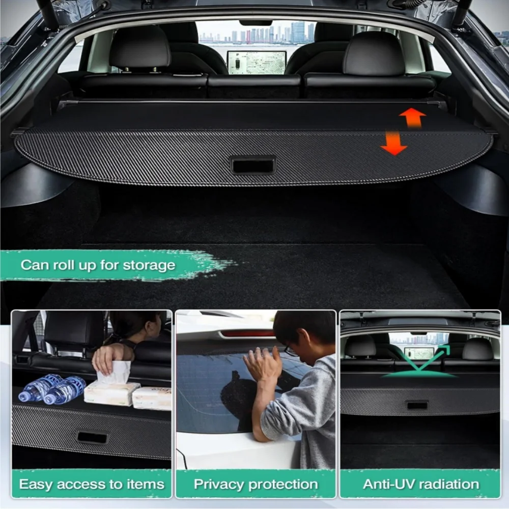 Ripiano per bagagliaio posteriore retrattile per auto per Tesla Model Y 2020-2022, bagagliaio per auto parasole per bagagliaio posteriore