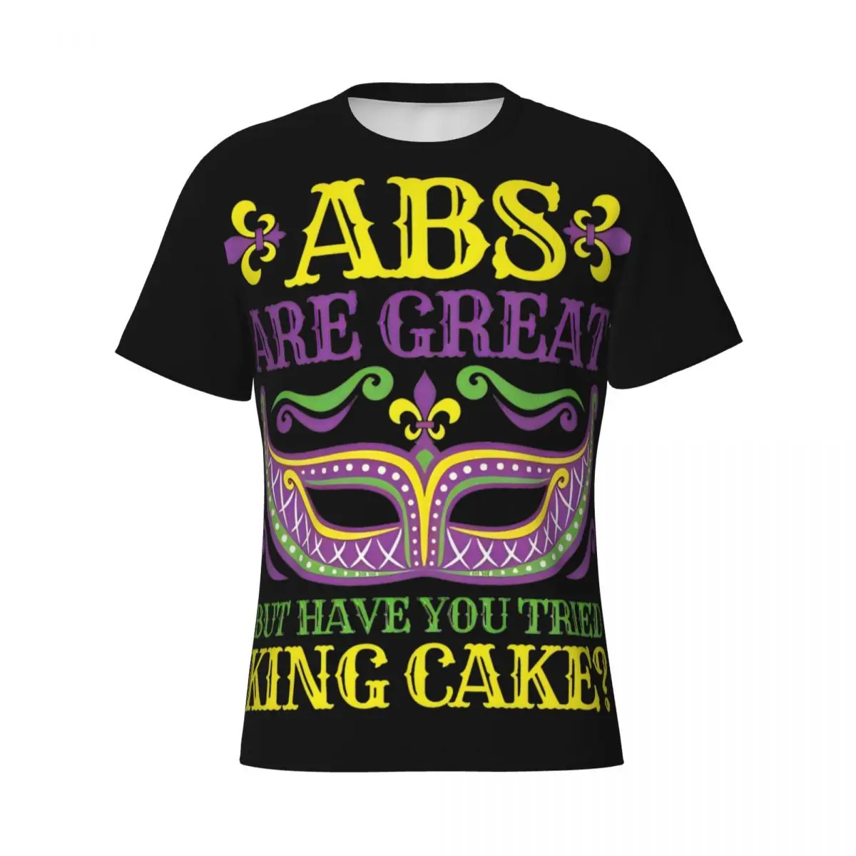 

Mardi Gras King Cake T Shirt for Men Women Polyester Awesome T-Shirts Round Collar Tee Shirt Short Sleeve Tops Plus Size