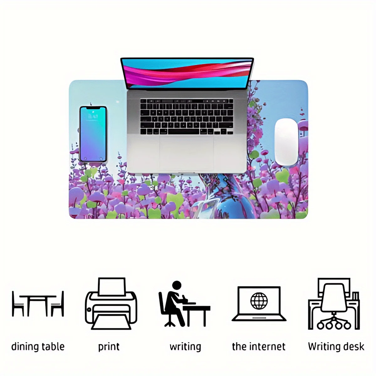 Abstract Blue Iceberg XXL Gaming Mouse Pad Non-Slip Extended Desktop Mat for PC Office