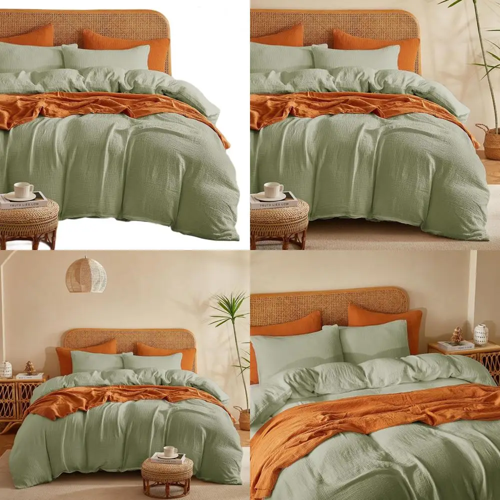 

Комплект пододеяльников из 100% хлопка, стираного муслина размера «queen-size», постельное белье из трех предметов на молнии, 90x90