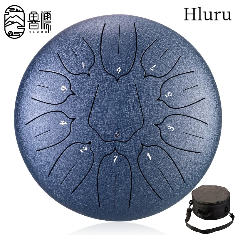 Hluru Steel Tongue Drum 10 Inch 11 Notes Key D Tank Drum Glucophone Handpan Meditation Yoga