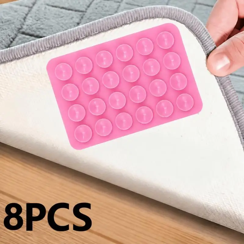 8-Pack Reusable Carpet Non-Slip Pads Easy-to-Install Grippers Prevent Slipping Curling Shifting for Kitchen Living Room Bedroom