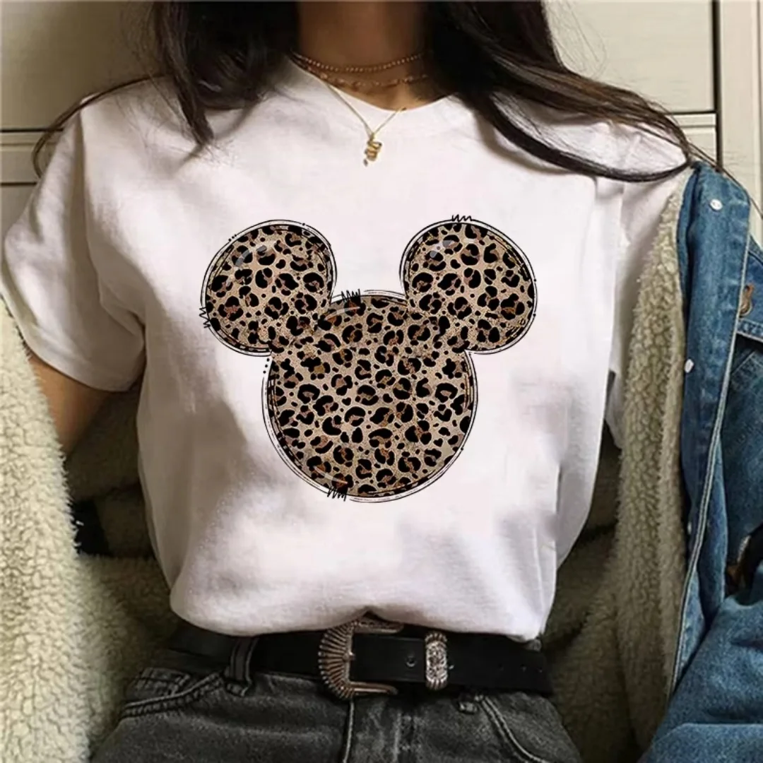 Womens Minnie And Mickey Mouse Cartoon Print Summer Tshirt Cute Casual Top For Daily Wear Comfortable Disney Style