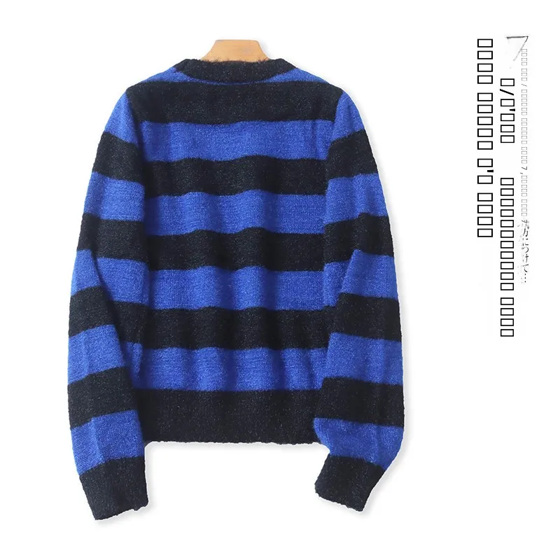 Striped Long Sve Sweater round Ne Pullover Warm Faionable Spring Autumn New Sle Women's Clothing Slimming Effect