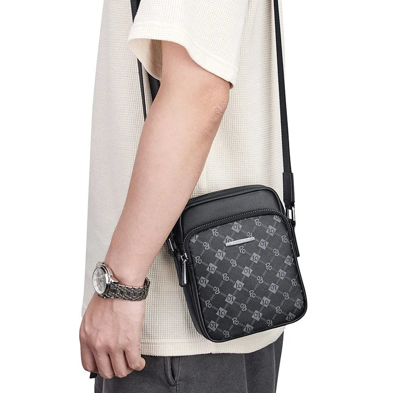 Genuine leather shoulder bag, fashionable printed small backpack, casual small bag