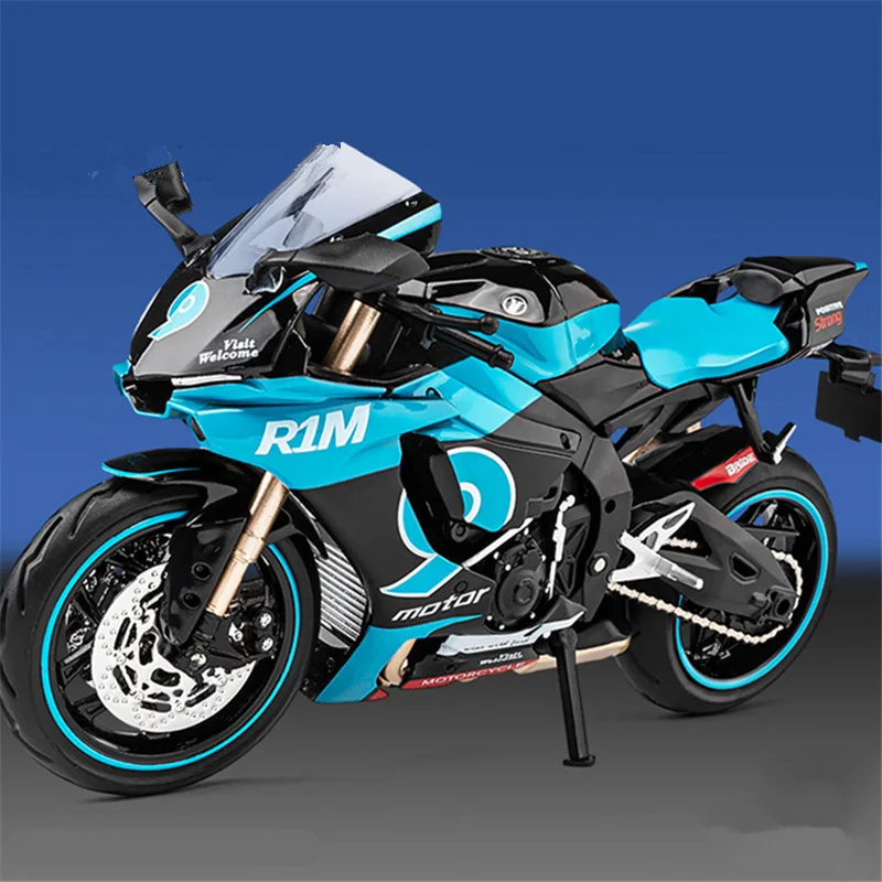 1:12 YZF-R1M Alloy Racing Motorcycle Model Diecast Street Cross-Country Motorcycle Model Simulation Sound and Light Kid Toy Gift