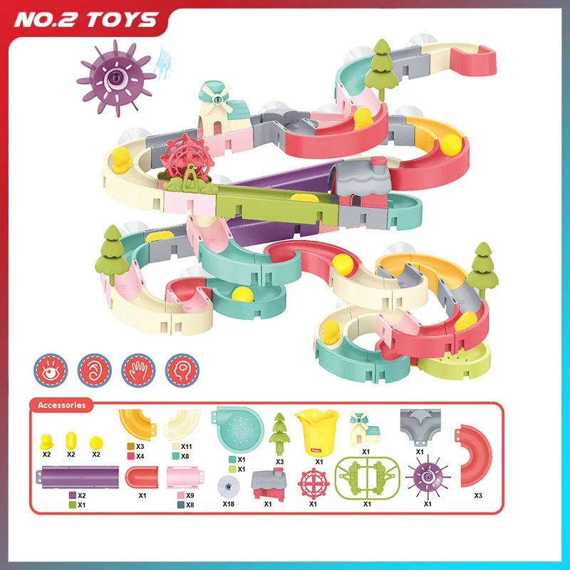 Assembleren Track Ball Slide Baby Zuignap Kinderen DIY Badspeelgoed Badkamer Bad Zwembad Douche Speelgoedset Waterspellen Kinderspeelgoed