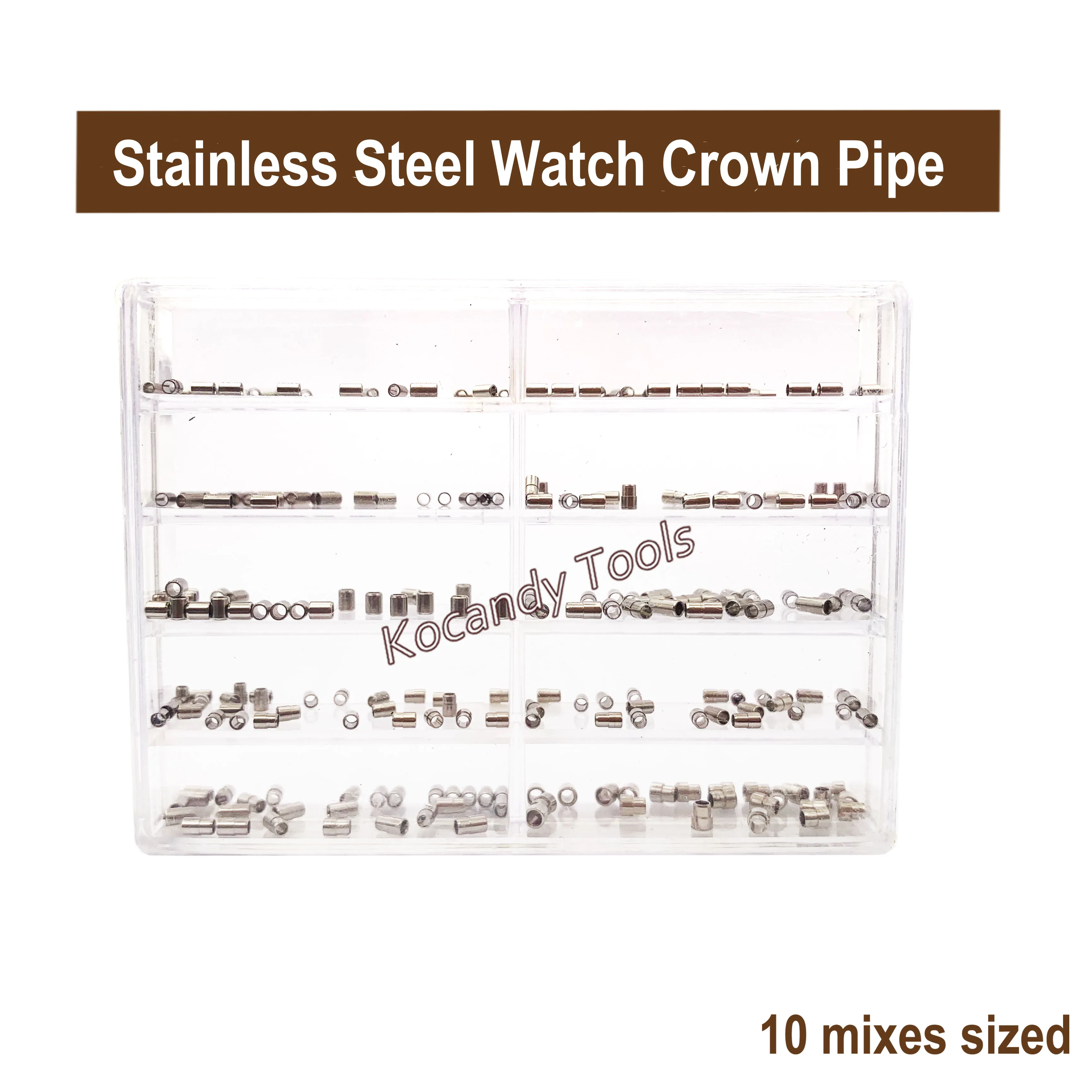 تاج الأنابيب لاستبدال تاج الساعة ، إصلاح الساعات ، الفولاذ المقاوم للصدأ ، أحجام مختلطة