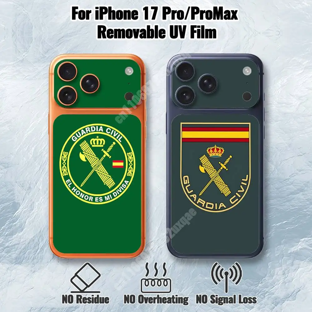 Spain Guardia Civil Removable UV Film for iPhone 17 Pro 17 ProMax HD Back Sticker
