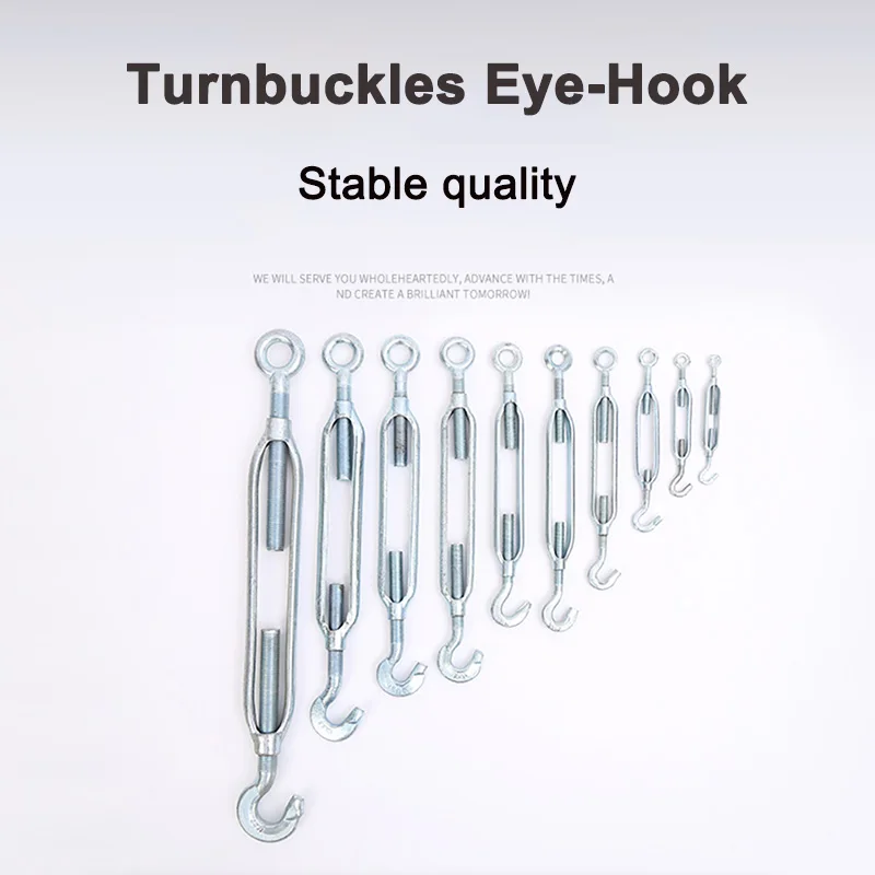DIN1480 Galvanized C-0 Type Turnbuckle Screw Wire Rope Cable Tightener Open Body  Galvanized Turnbuckle Eye-hook