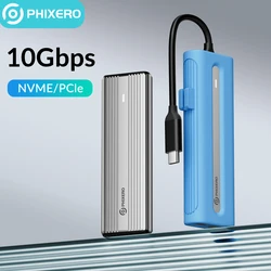 PHIXERO M2 SSD Case M.2 NVMe SATA SSD Enclosure Adapter 10Gbps USB 3.2 Gen2 USB C External Enclosure Supports M and B&M Keys