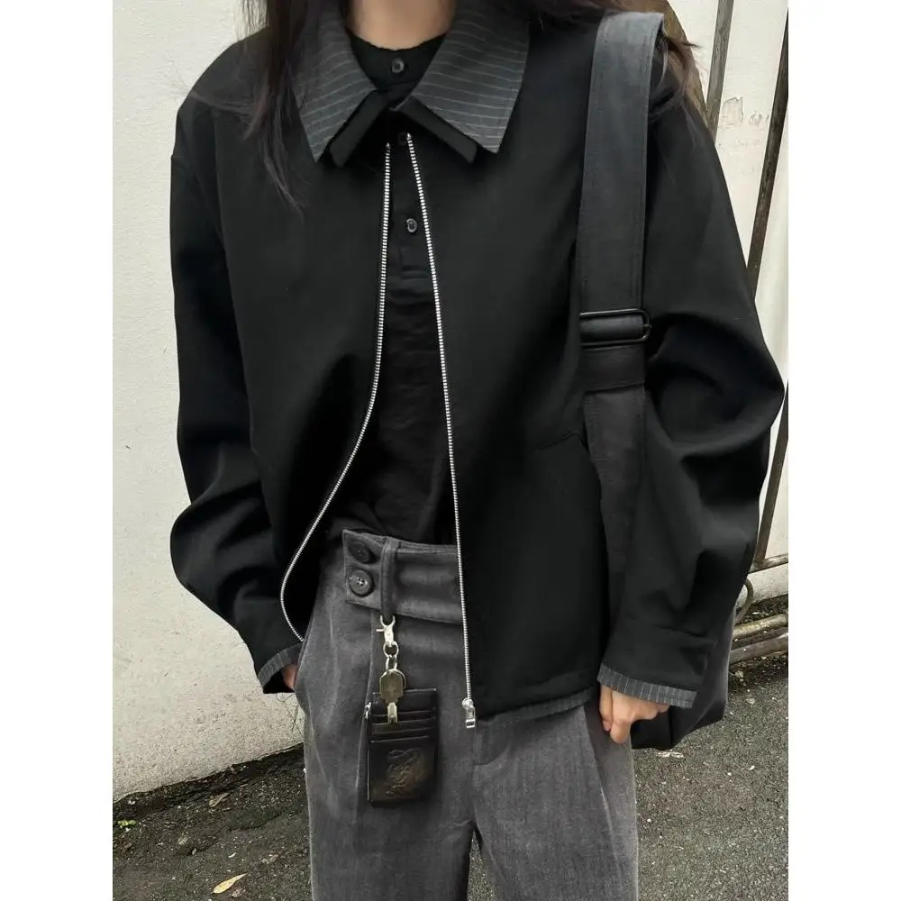 

American Sle Cleanfit Retro Plaid Patchwork Collar Jaet Men Loose Casual Jaet High Sense Outerwear Teenage Winter Coat