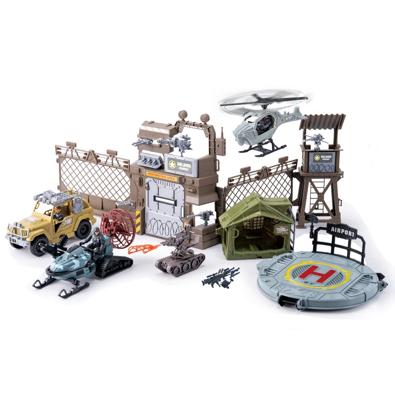 DIY Army Soldier Man Motorcycle Car Tank Shooting Game Military Vehicle Action Figure Toy for Boy Children Christmas Gift