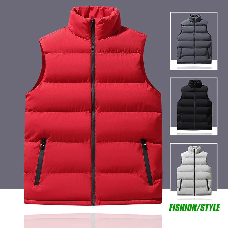 

2024 new winter waistcoat men loose trend vest thermal vest youth sleeveless leisure full size coat