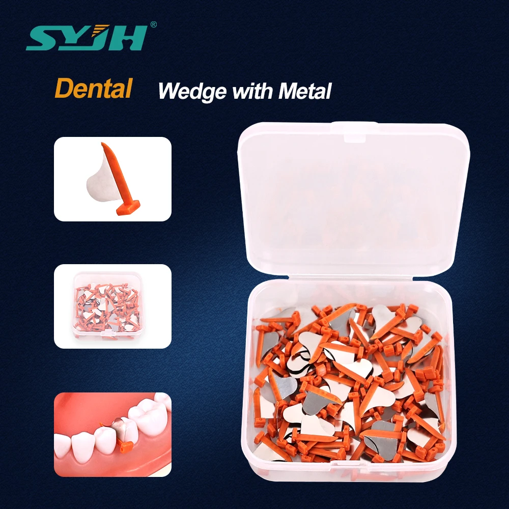 

100 Pcs Dental Wedge Guard with Metal Prime Teeth Interproximal Plastic Wedge Knife with Protection Steel Matrix Dentistry Tools