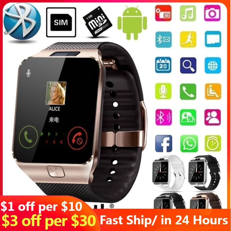 2020 Smart Watch Men Women With SIM TF Card Slot Camera SmartWatch Bluetooth Information Push Music Play DZ09 Upgraded version