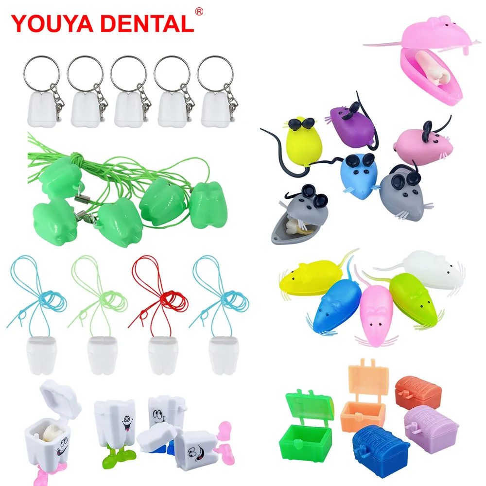 50pcs Dental Milk Teeth Storage Box Mouse/Tooth Shape Baby Tooth Box Kids Teeth Personalized Deciduous Teeth Case For Boys Girls