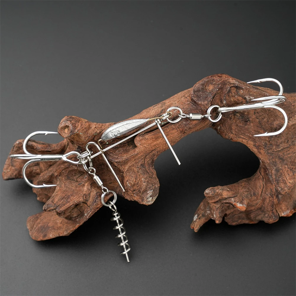 

Рыболовная установка из стальной проволоки 15 см — двойные/личные крючки с фиксирующей пружинной штифтой, поводок против укуса для ловли щуки/соленой воды