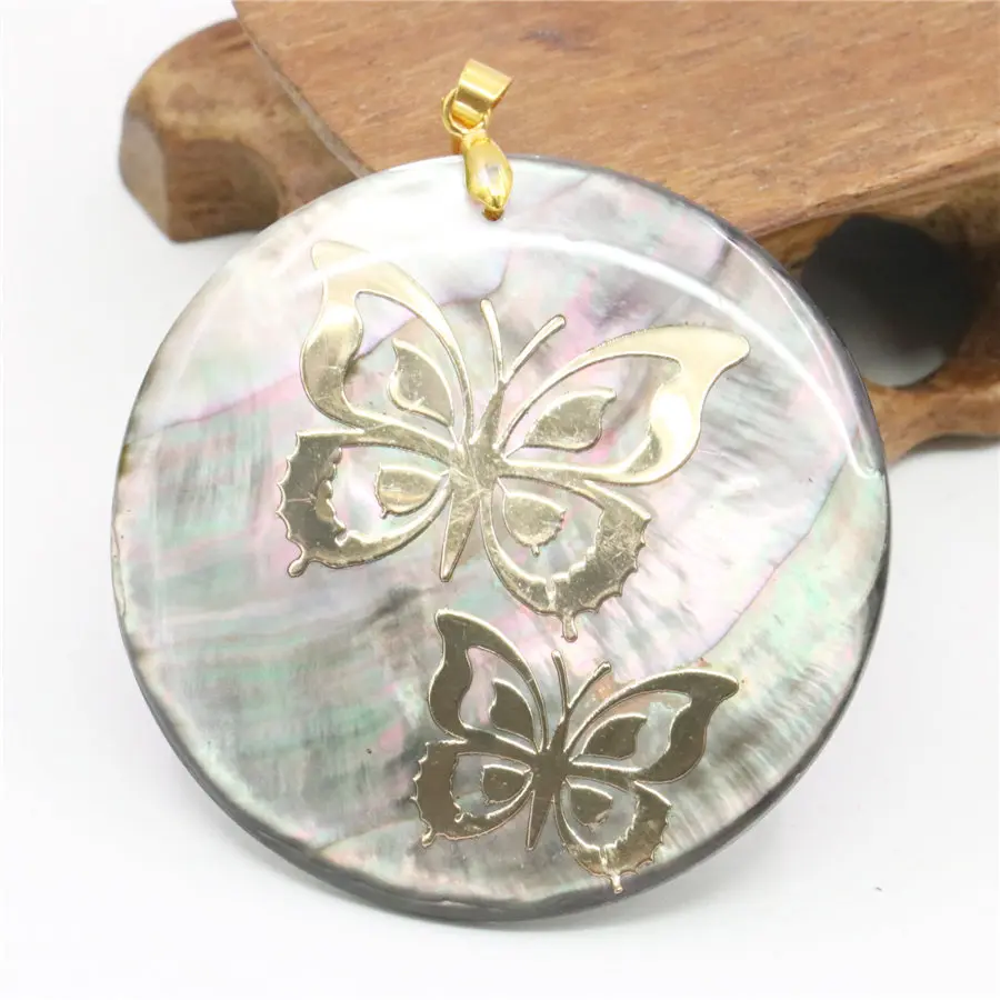 51mm Natural Accessories Multicolor Abalone Paua Sea Pearl Shells Pendant Flower DIY Christmas Women Girls Gifts Jewelry Making