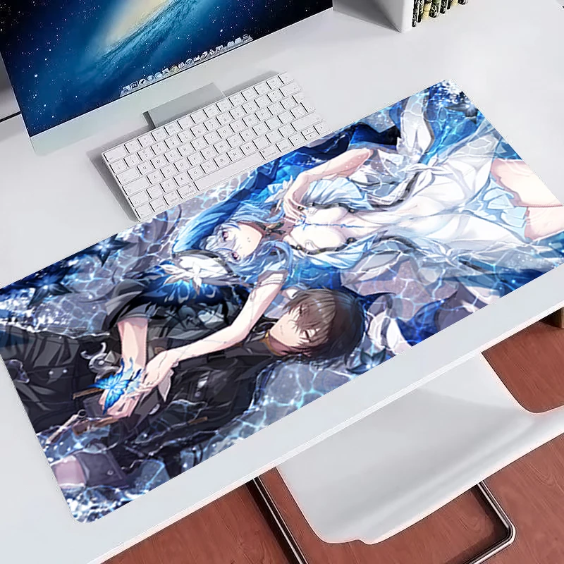 Mouse Pad Wuthering Waves The Shorekeeper kawaii Office Computer Desk Mat Notbook Gamer xxl Keyboard Pad Blue Extended MousePad