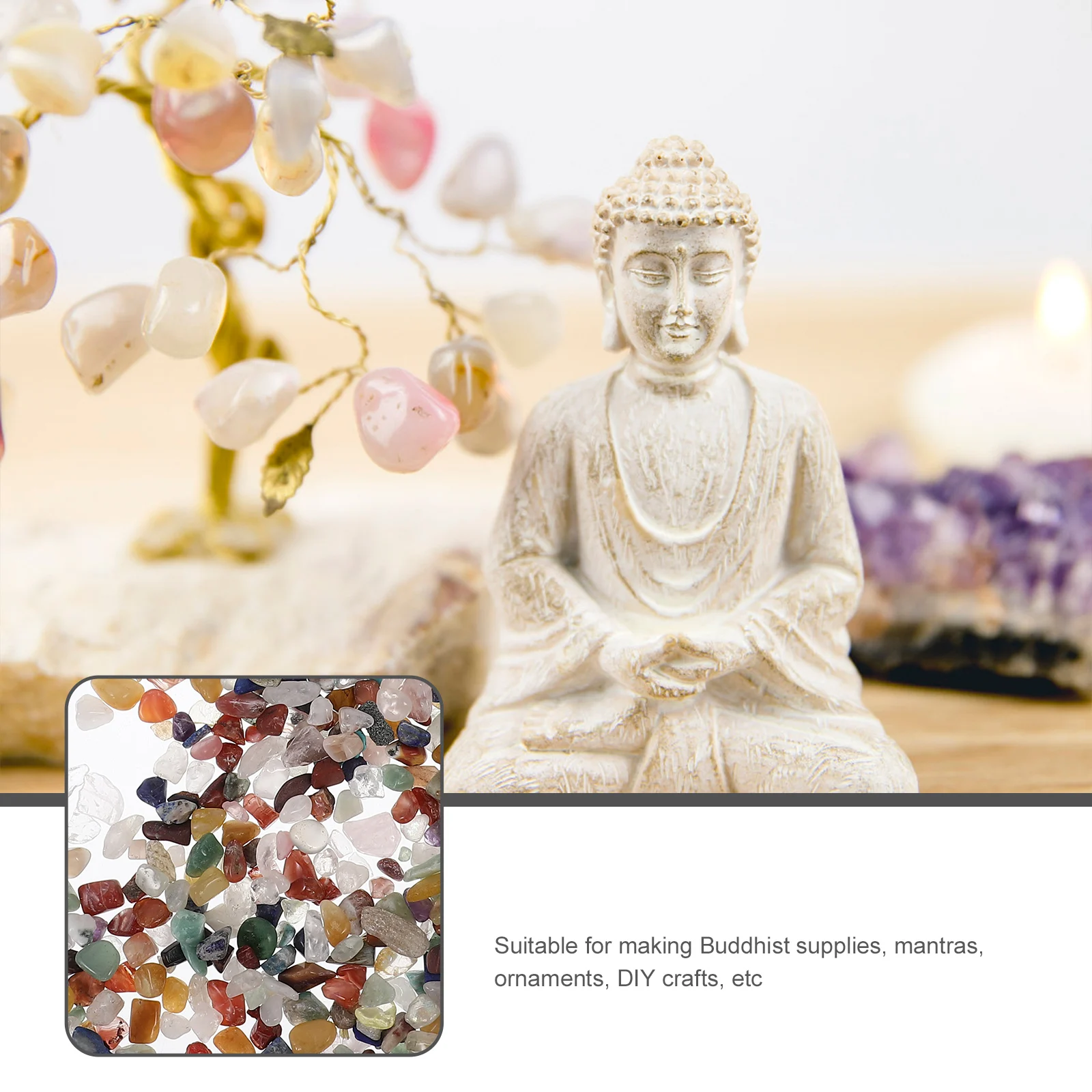 

1Pack Colorful Natural Crystal Stones Irregular Shape Decorative Multi-Purpose Stones for Buddhist Supplies Vase Aquarium