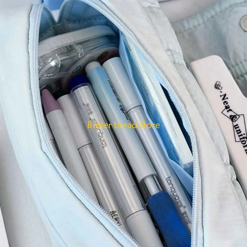 W89C Stylish Bowknot Pen Case 7.55x3.38x2.91Inch Large Capacity Pencil Case Large Compartment Travel Pencil Organizers Bag