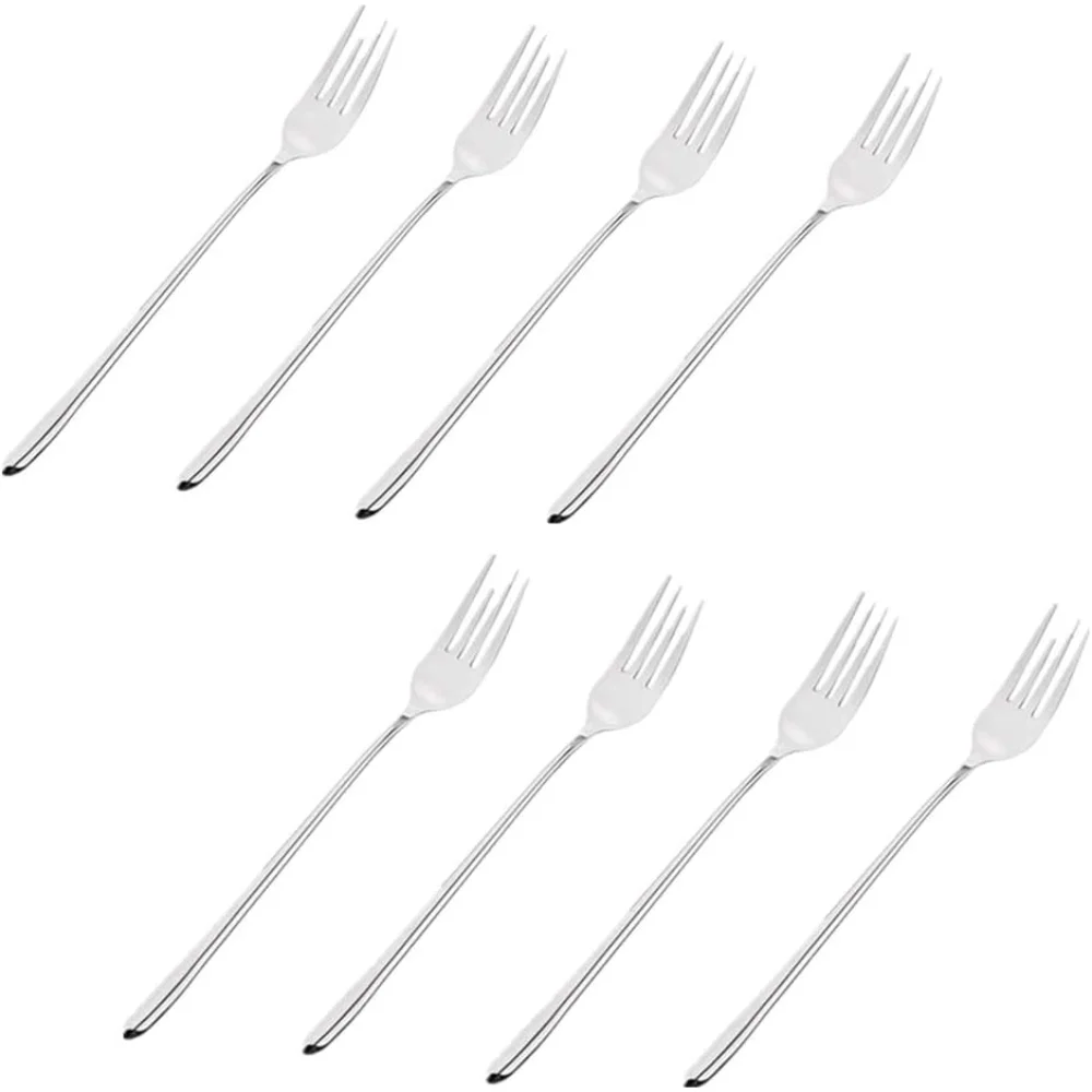 8 Pieces, Korean Stainless Steel Rice Spoon/Soup Spoon/Coffee Spoon - Long-handled   (Forks)