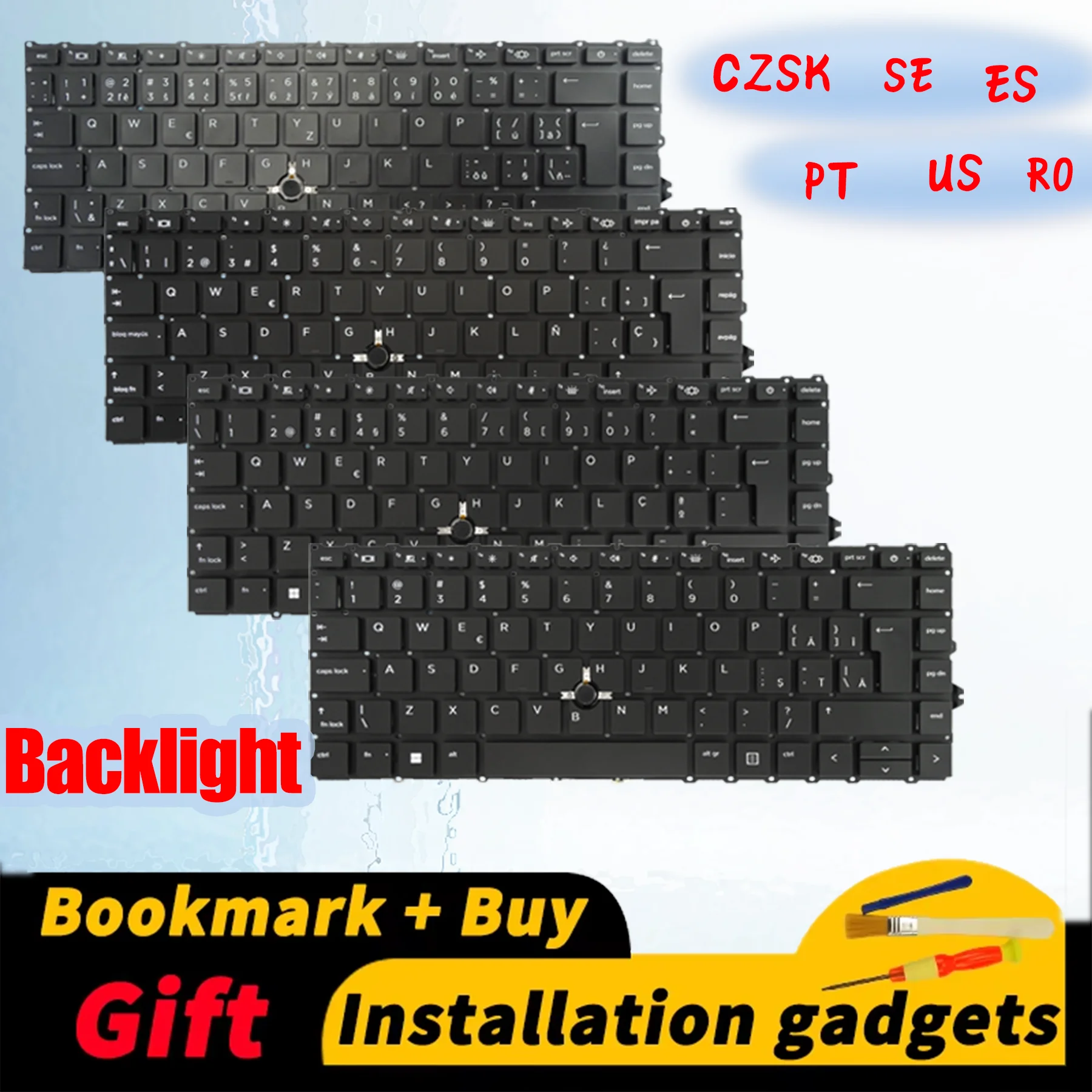

Czechoslovak Spanish Portuguese Romania Swedish US for HP EliteBook 840 G7/845 G7/840 G8 Backlit Keyboard