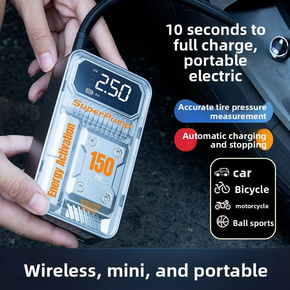 Multi Functional Car Mounted Wireless Mini Portable Air Pump Suitable For Tire Inflation Electric High-power Emergency