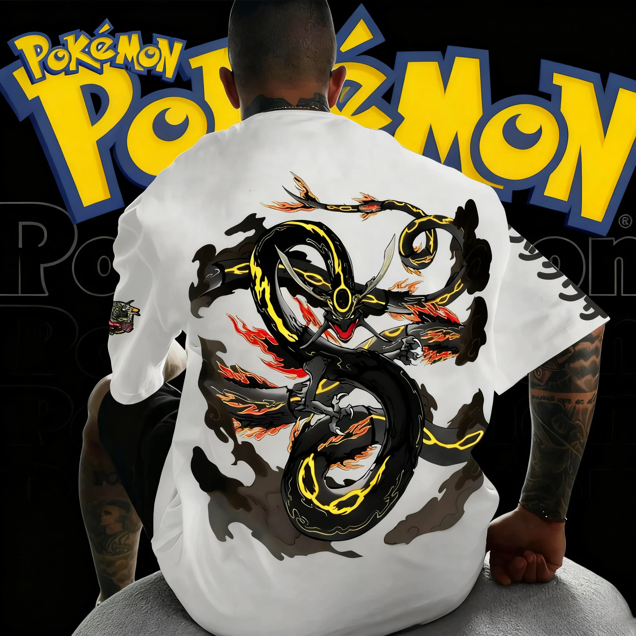 2025-verao-pokemon-anime-rayquaza-marca-periferica-100-algodao-puro-impresso-camiseta-masculina-harajuku-solto-versatil-de-manga-curta