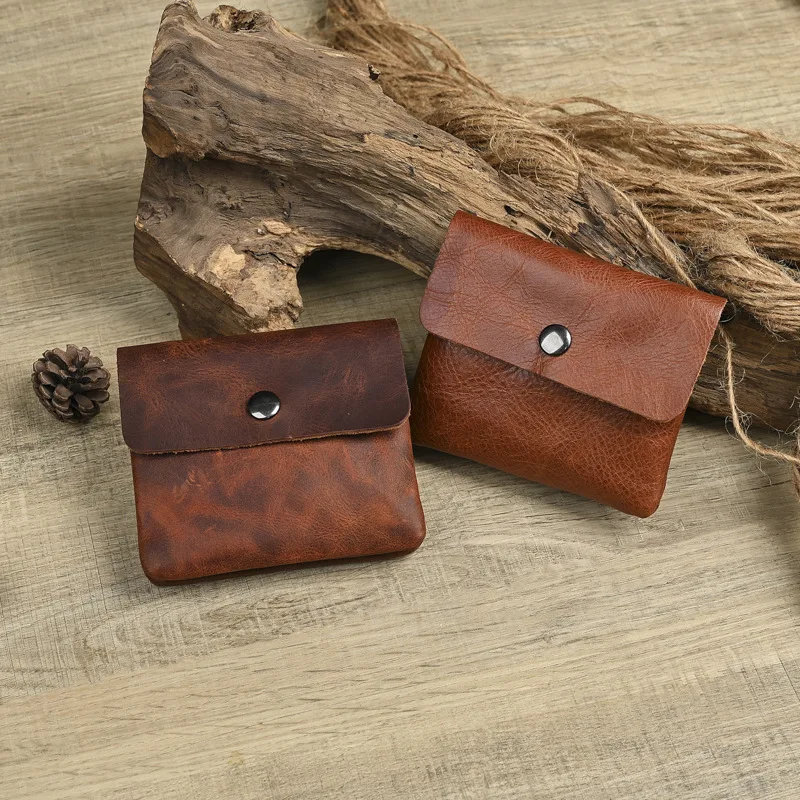 LD-LQ003X Men's and women's first layer cowhide leather wallet short three fold multifunctional coin bag