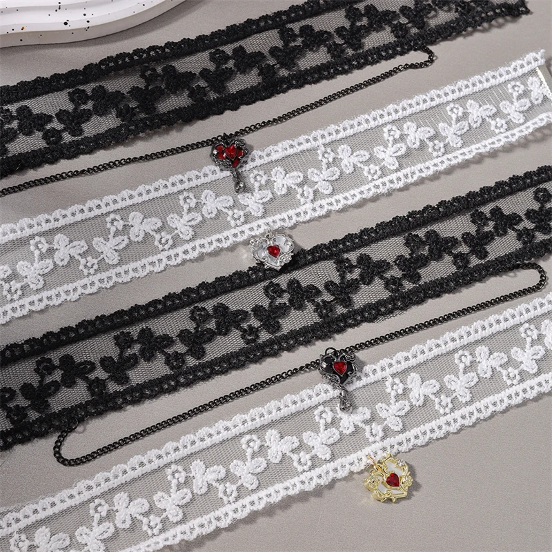 Modische Herz-Halskette für Damen, sexy Spitzen-Choker-Halskette, Mädchen-Halskette für Hochzeit, Party, Festival, Schmuckgeschenke – Detail 3