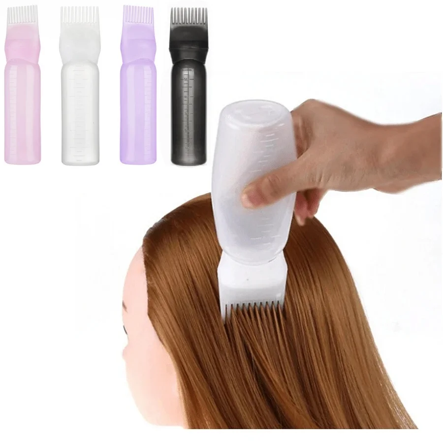Hair Dye Applicator Bottle Refillable Squeeze Hair Oil Bottle Dispenser Scalp Massage Comb Hairdressing Coloring Tools 150ml