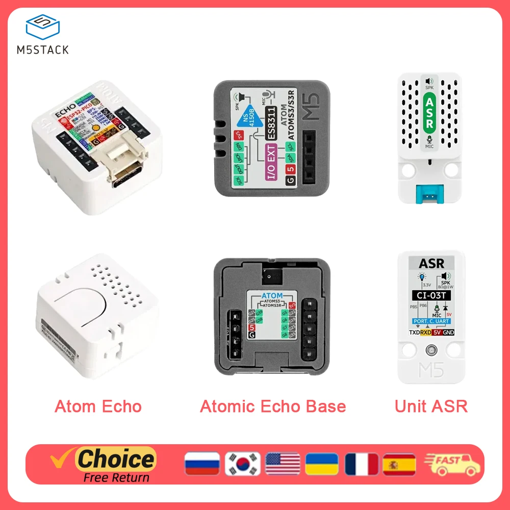 M5Stack ATOM Echo ESP32 Programmable Smart Speaker Development Board Smart Home Assistant Home Voice Control
