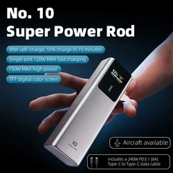 150W TFT color screen portable power bank 10000mah PD90W input Low current mode PD PPS QC UFCS For phone laptop fast charging