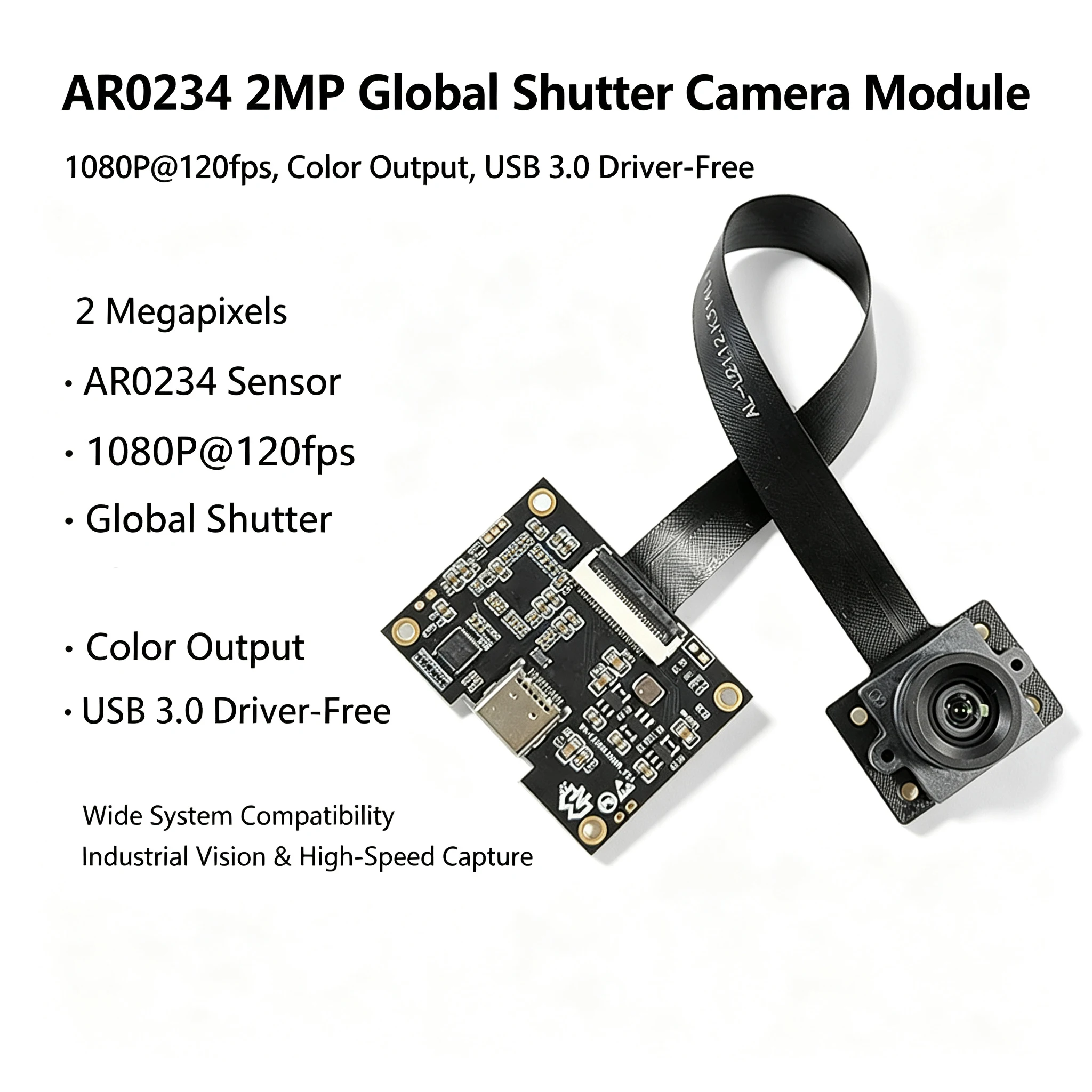 AR0234 1080P 120FPS Global Shutter USB3.0 Camera Module High Speed Capture