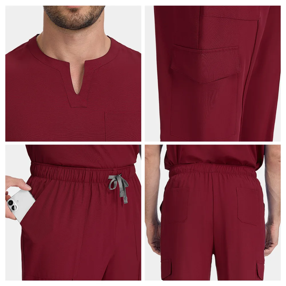 Running Suit Solid Color Mens Scrubs Hospital Lab ICU Doctor Nurse Workwear