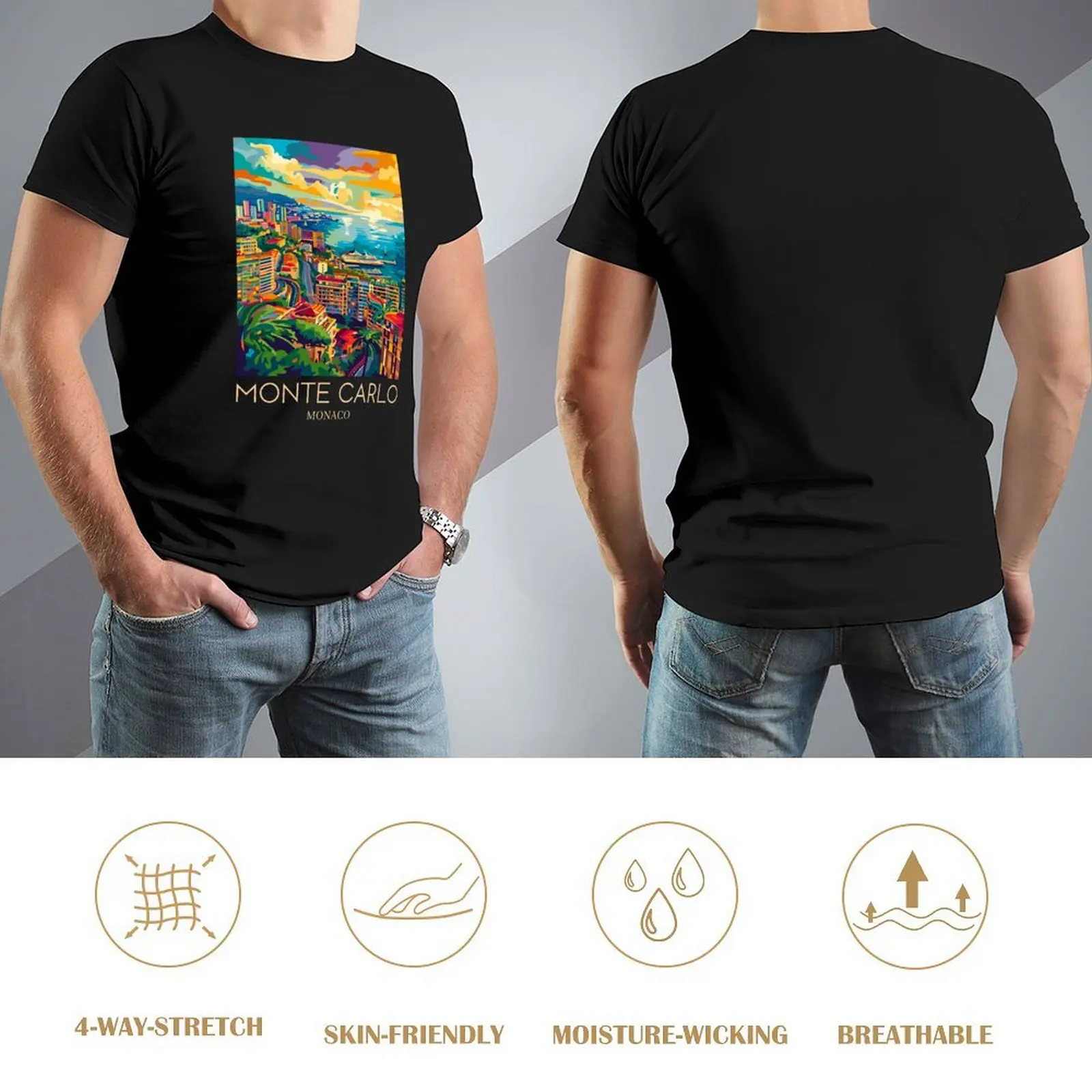 Monte Carlo - Monaco T-Shirt summer tops anime figures rapper graphic tees sublime Men's clothing image 4