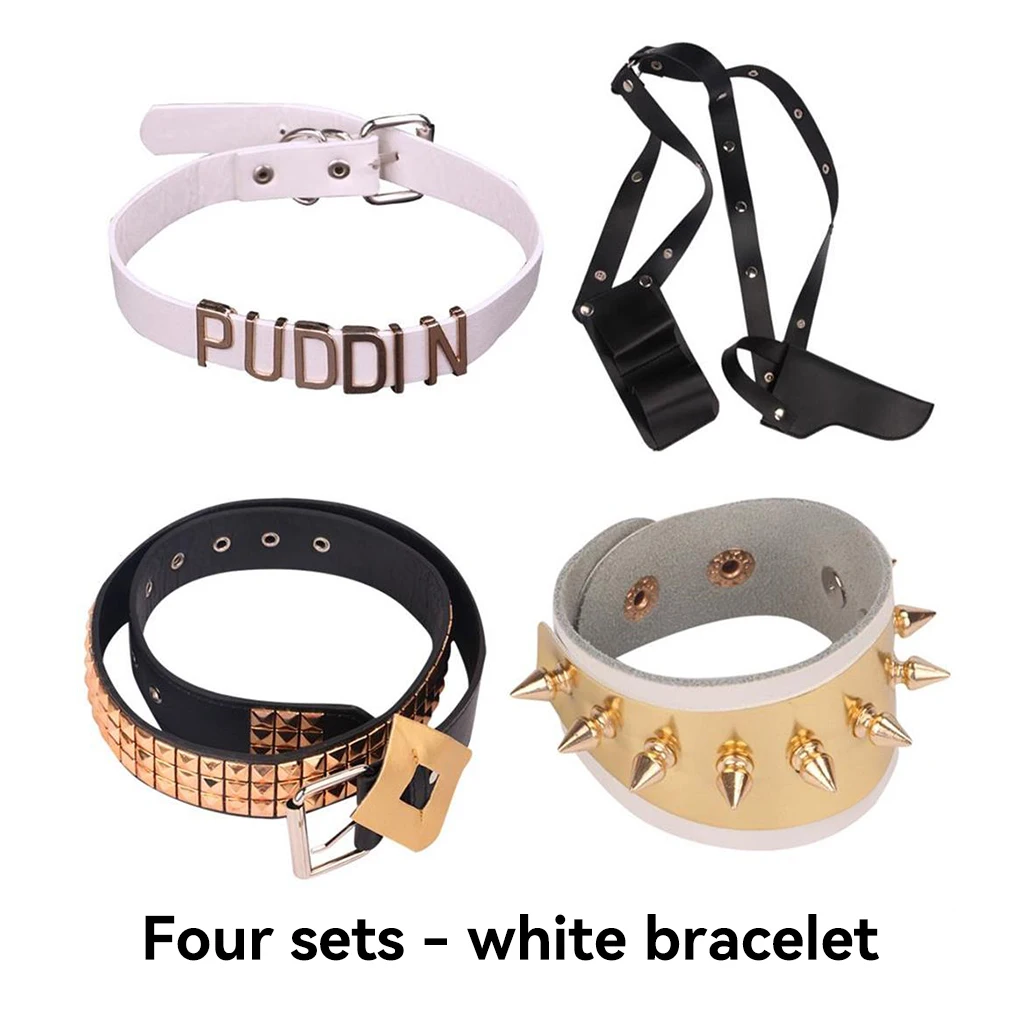 Girl Fashion Cosplay Halloween Wig Bracelet Belt Necklace Collar Costume Set Decoration Accessory Home Outdoor Party