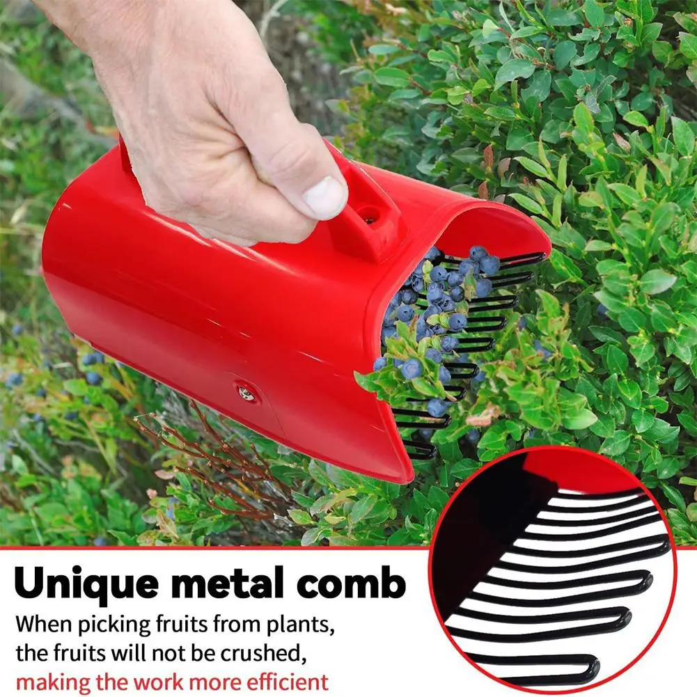 Blueberry Shovel with Metallic Comb Handle Fruit Picker for Lingonberries Huckleberries Garden Picking Tool