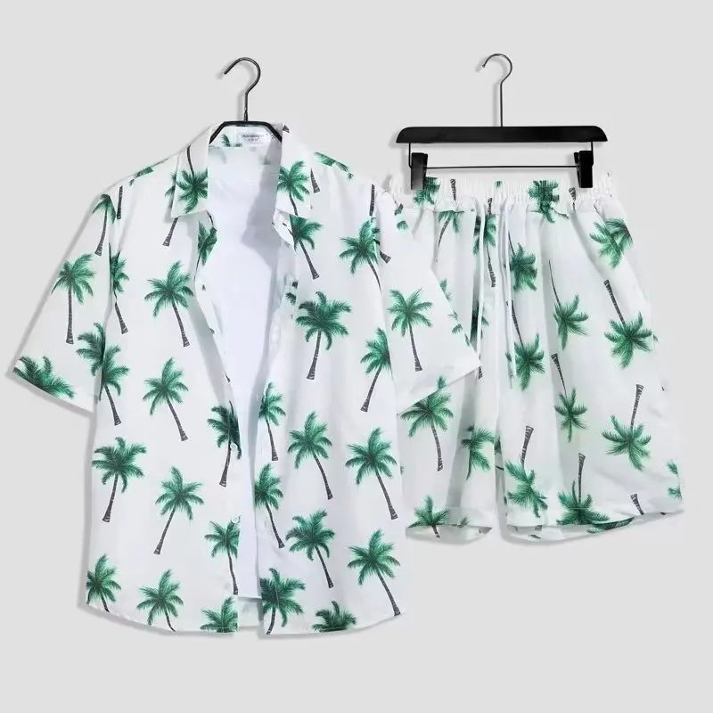

Beach Clothes For Men 2 Piece Set Quick Dry Hawaiian Shirt and Shorts Set Men Fashion Clothing Printing Casual Outfits Summer